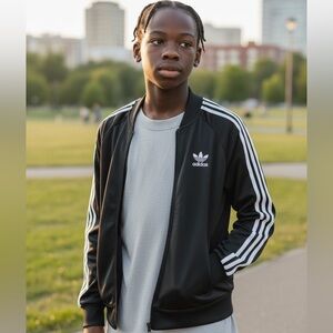 Adidas Black Jacket with White Accents